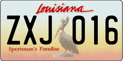 LA license plate ZXJ016