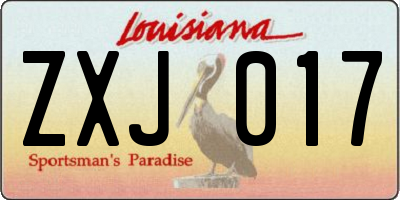 LA license plate ZXJ017