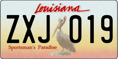 LA license plate ZXJ019