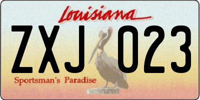 LA license plate ZXJ023