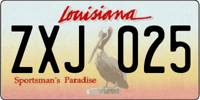 LA license plate ZXJ025