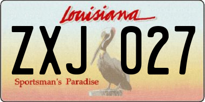 LA license plate ZXJ027