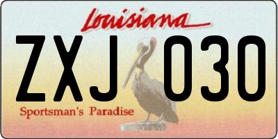 LA license plate ZXJ030