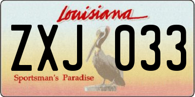 LA license plate ZXJ033