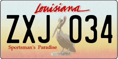 LA license plate ZXJ034