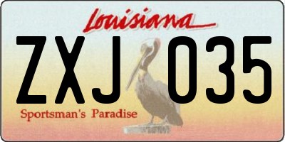 LA license plate ZXJ035