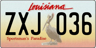 LA license plate ZXJ036