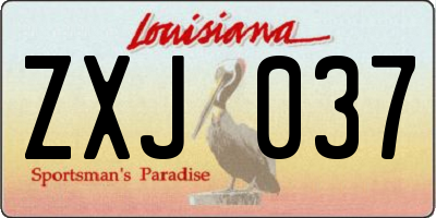 LA license plate ZXJ037