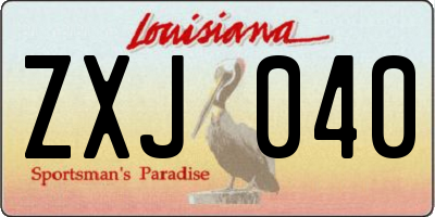 LA license plate ZXJ040