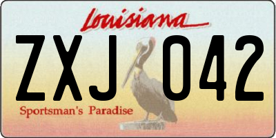 LA license plate ZXJ042