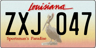 LA license plate ZXJ047