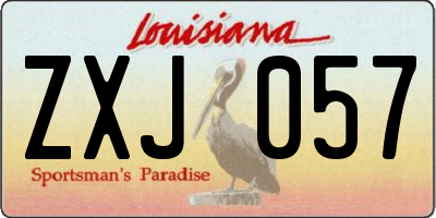 LA license plate ZXJ057