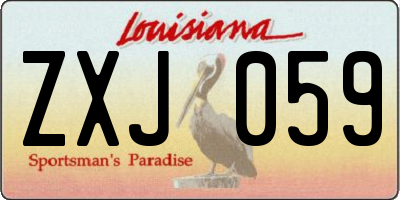LA license plate ZXJ059