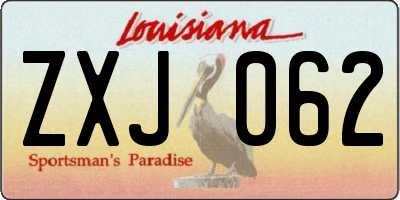 LA license plate ZXJ062