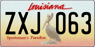 LA license plate ZXJ063