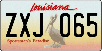 LA license plate ZXJ065