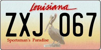 LA license plate ZXJ067