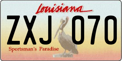 LA license plate ZXJ070