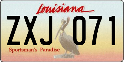 LA license plate ZXJ071