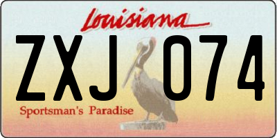 LA license plate ZXJ074