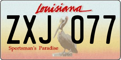 LA license plate ZXJ077