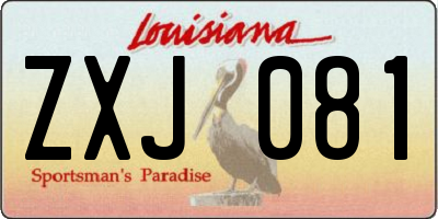 LA license plate ZXJ081