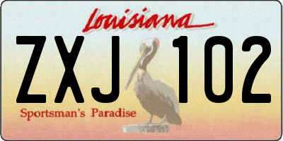 LA license plate ZXJ102