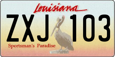 LA license plate ZXJ103