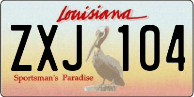 LA license plate ZXJ104