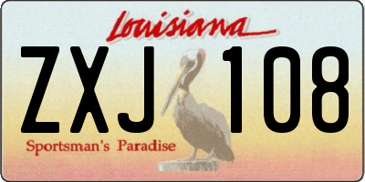 LA license plate ZXJ108