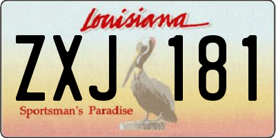 LA license plate ZXJ181