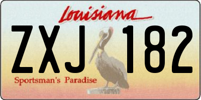 LA license plate ZXJ182