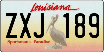 LA license plate ZXJ189