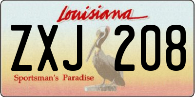 LA license plate ZXJ208