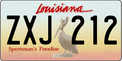 LA license plate ZXJ212