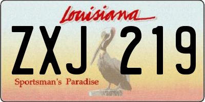 LA license plate ZXJ219
