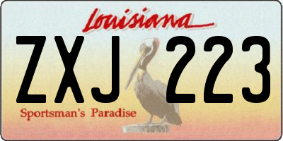 LA license plate ZXJ223