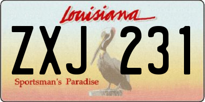LA license plate ZXJ231
