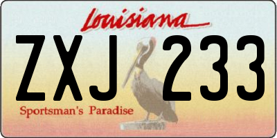 LA license plate ZXJ233