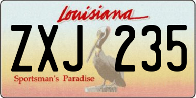 LA license plate ZXJ235