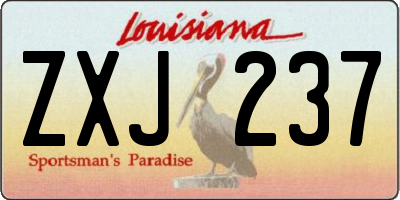 LA license plate ZXJ237