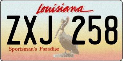 LA license plate ZXJ258