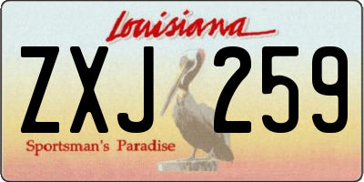 LA license plate ZXJ259
