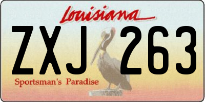 LA license plate ZXJ263