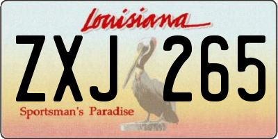 LA license plate ZXJ265