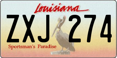 LA license plate ZXJ274