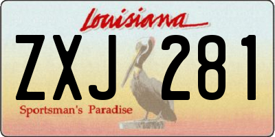 LA license plate ZXJ281