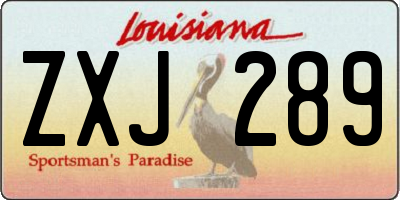 LA license plate ZXJ289