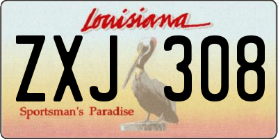 LA license plate ZXJ308