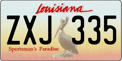 LA license plate ZXJ335